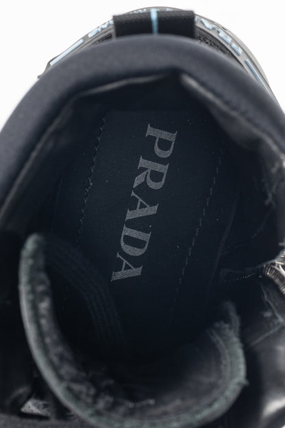 Prada AW18 Black Leather Clip-Detail Combat Boots