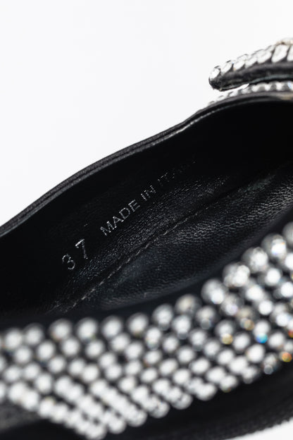 Prada Black Satin Crystal Sling-Back Pumps