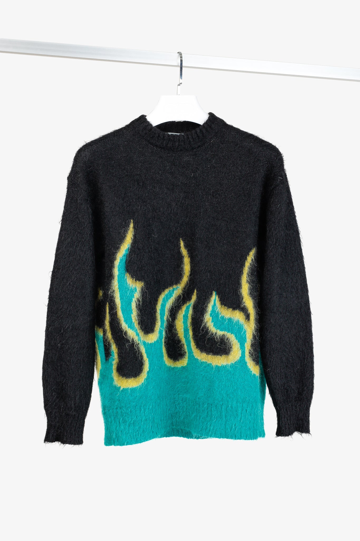 Prada AW/18 Black Flame Intarsia-Knit Mohair-Blend Sweater