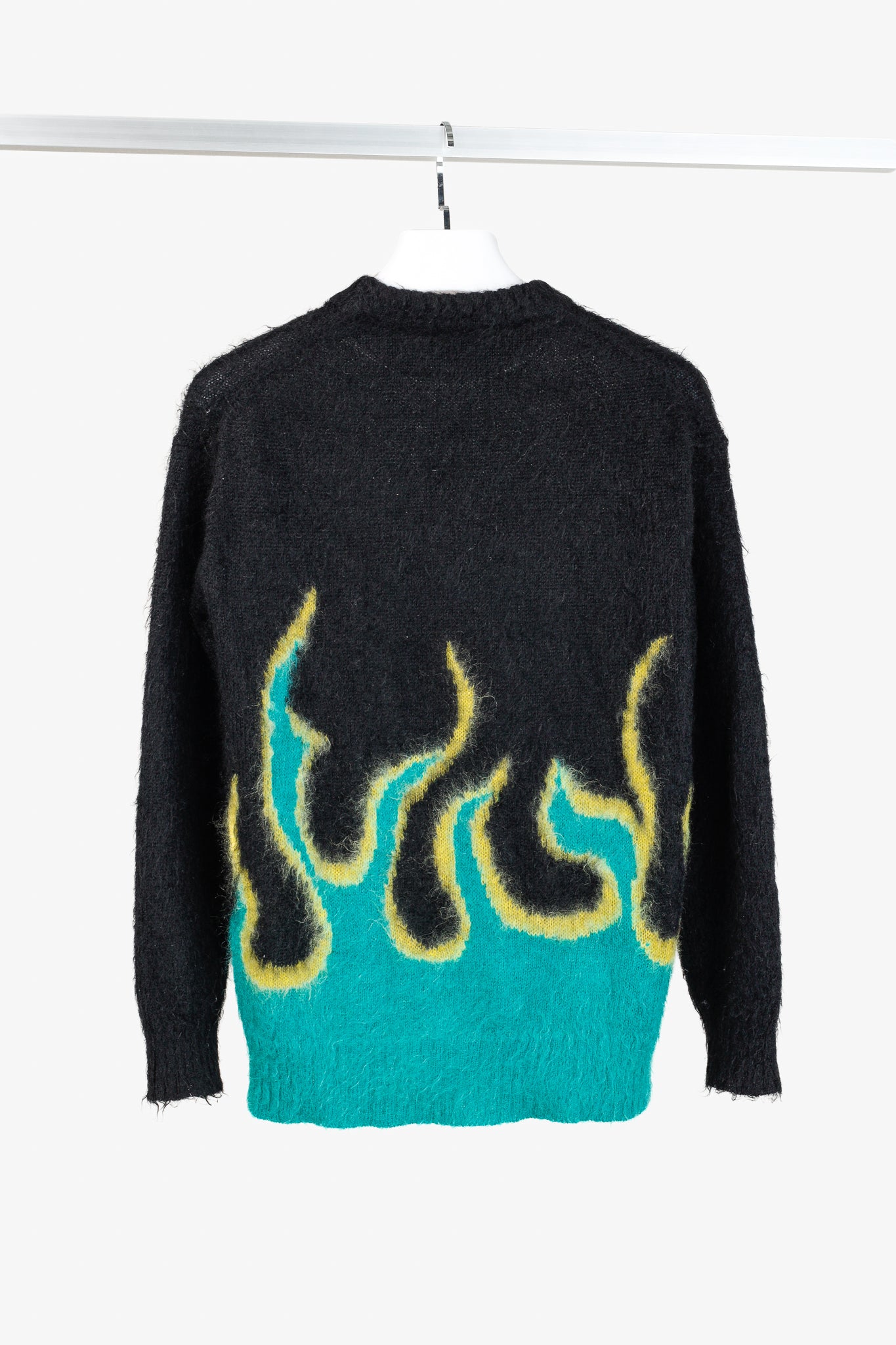 Prada AW/18 Black Flame Intarsia-Knit Mohair-Blend Sweater