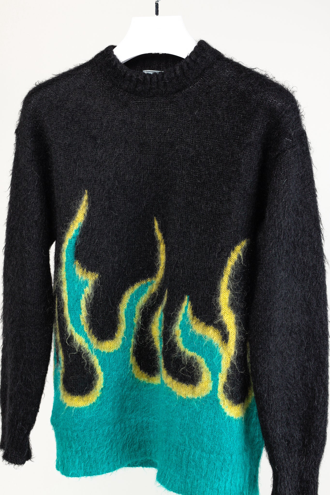 Prada AW/18 Black Flame Intarsia-Knit Mohair-Blend Sweater