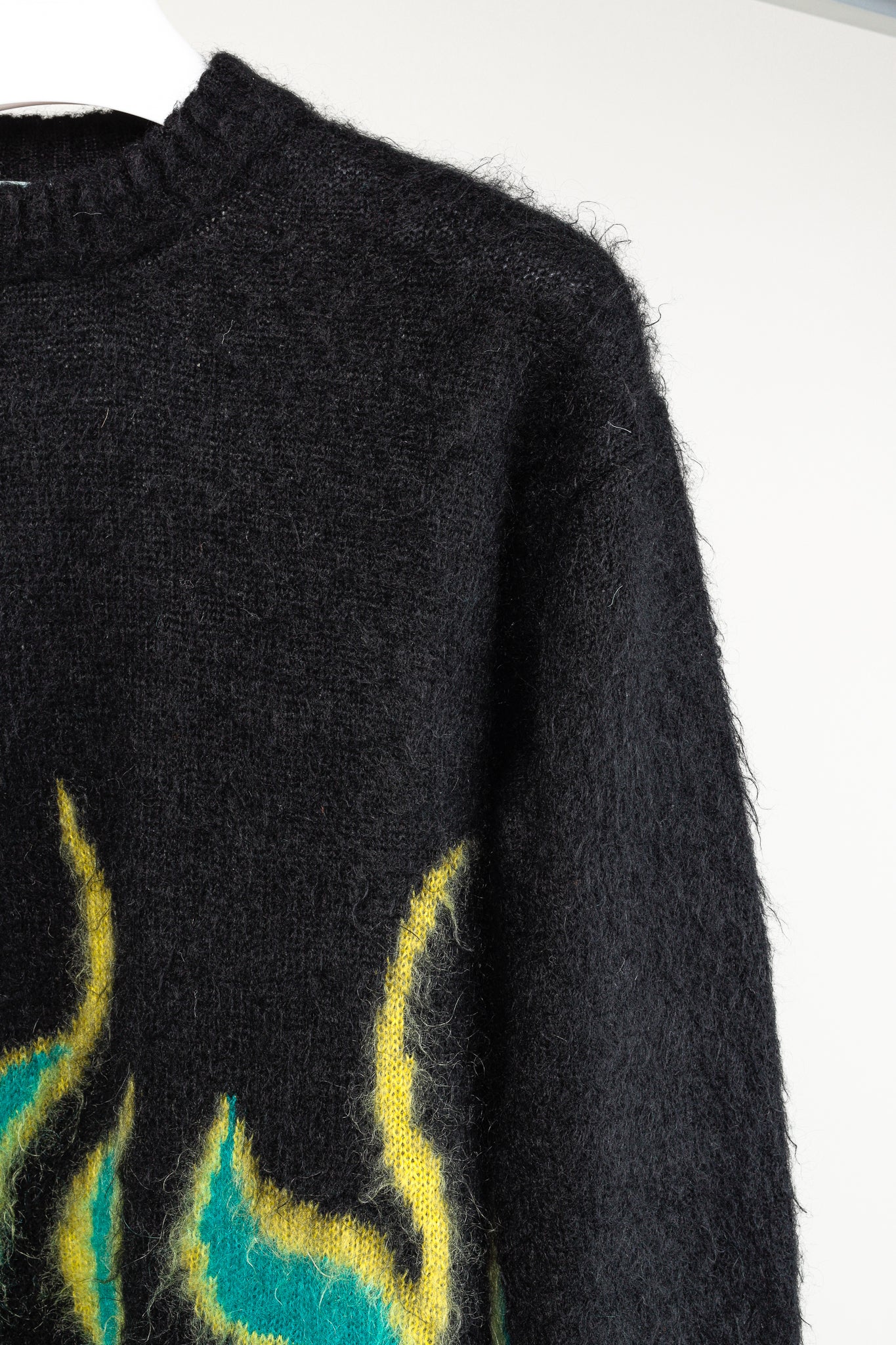 Prada AW/18 Black Flame Intarsia-Knit Mohair-Blend Sweater