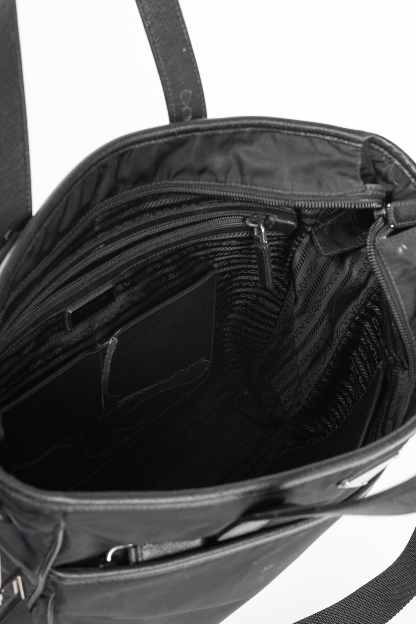 Prada Nero Tessuto & Saffiano-Leather 2-Way Tote
