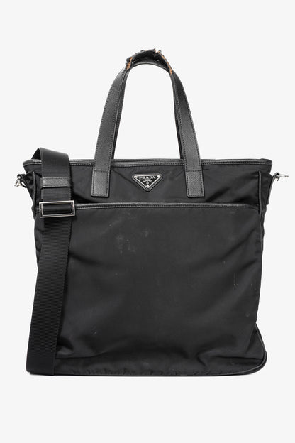 Prada Nero Tessuto & Saffiano-Leather 2-Way Tote