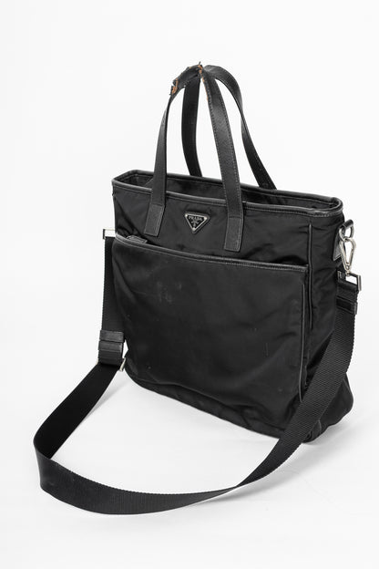 Prada Nero Tessuto & Saffiano-Leather 2-Way Tote