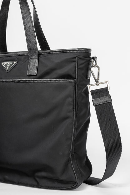 Prada Nero Tessuto & Saffiano-Leather 2-Way Tote