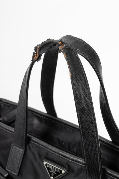 Prada Nero Tessuto & Saffiano-Leather 2-Way Tote