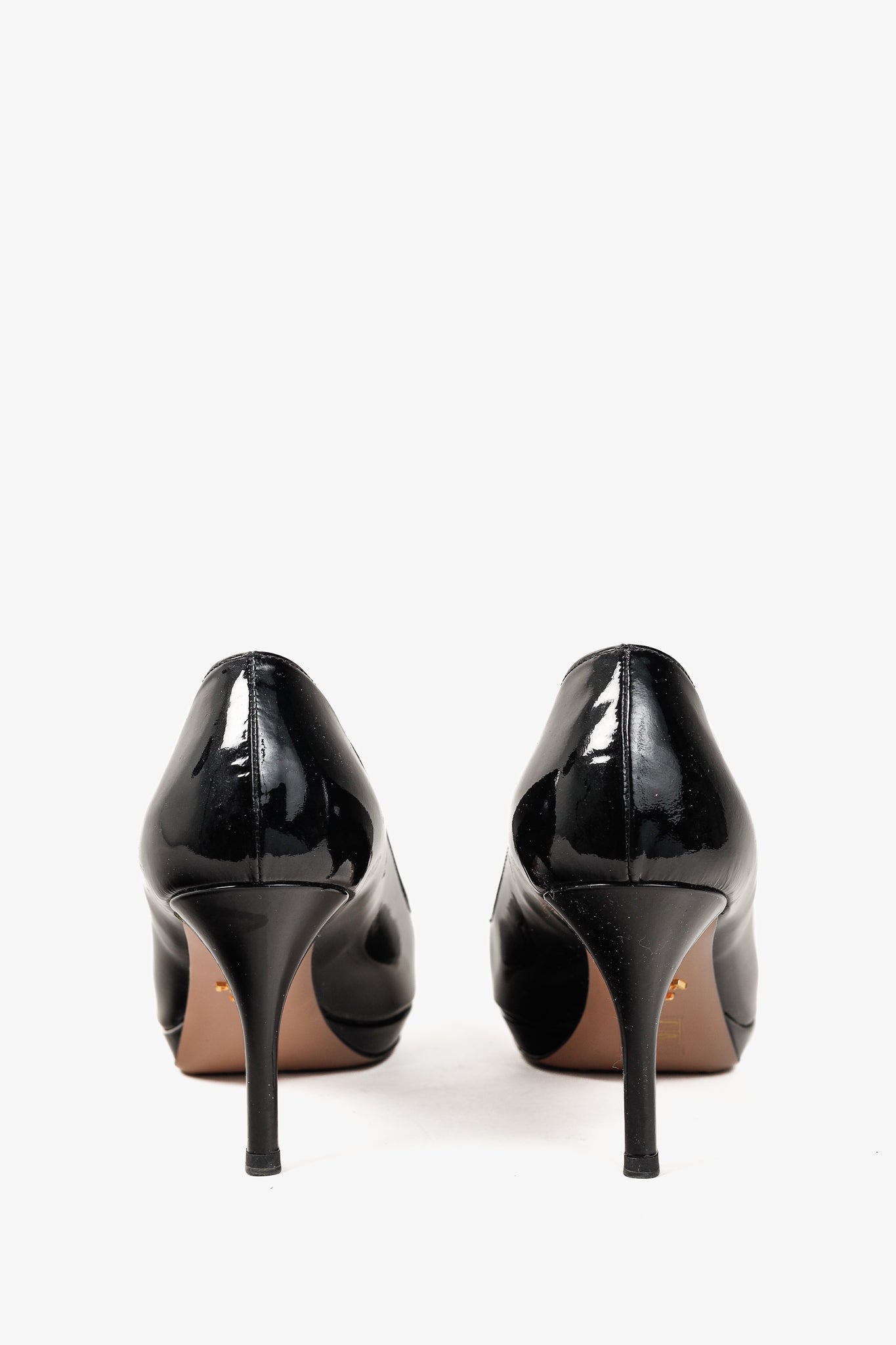 Prada Nero Vernice Peep-Toe Platform Pumps