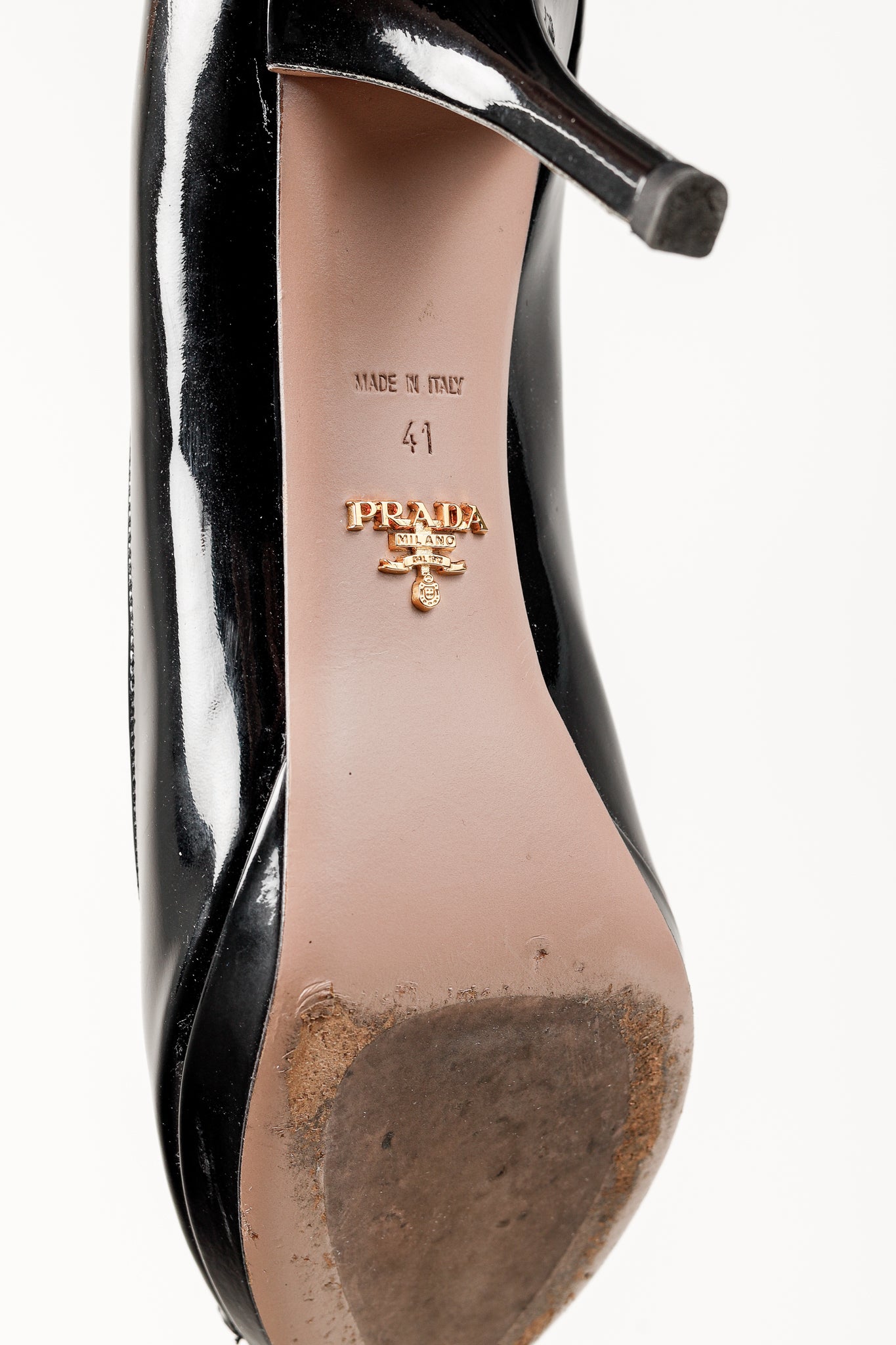 Prada Nero Vernice Peep-Toe Platform Pumps