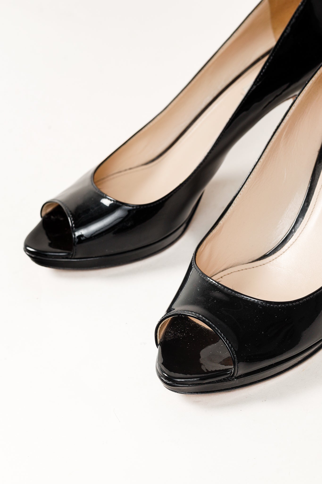Prada Nero Vernice Peep-Toe Platform Pumps
