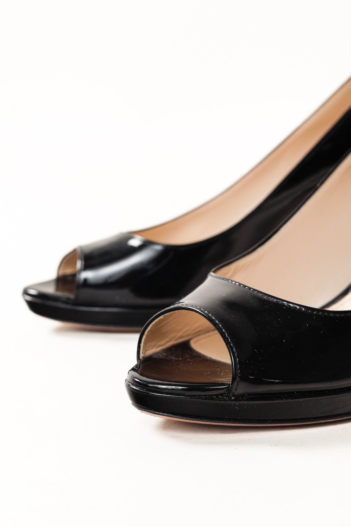 Prada Nero Vernice Peep-Toe Platform Pumps