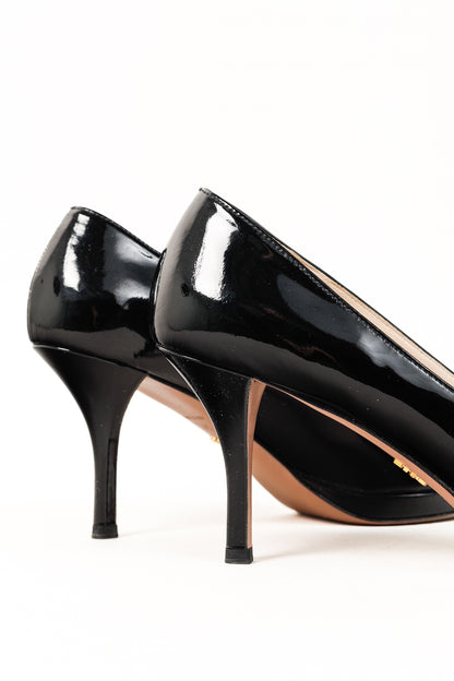 Prada Nero Vernice Peep-Toe Platform Pumps
