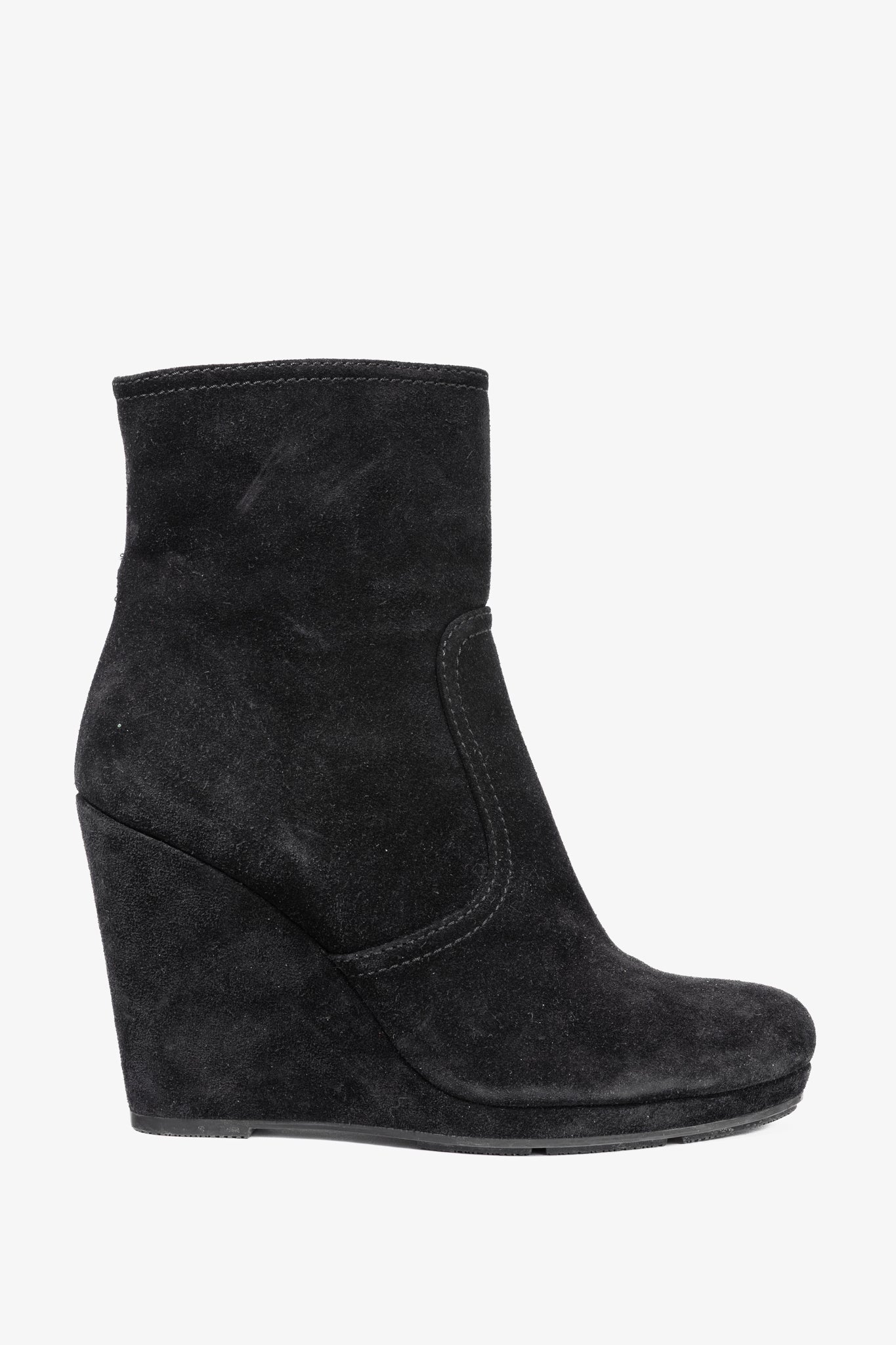Prada Black Suede Wede Booties