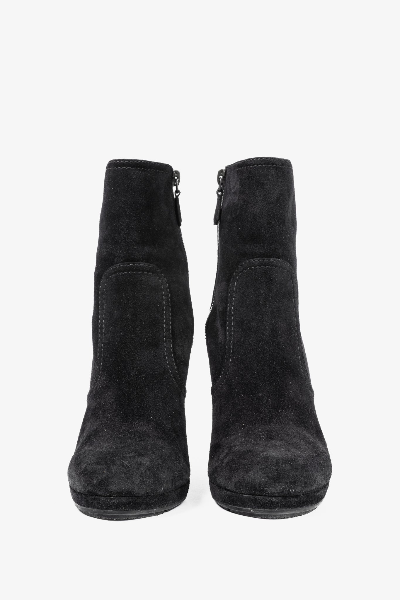 Prada Black Suede Wede Booties