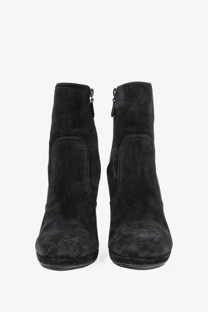 Prada Black Suede Wede Booties