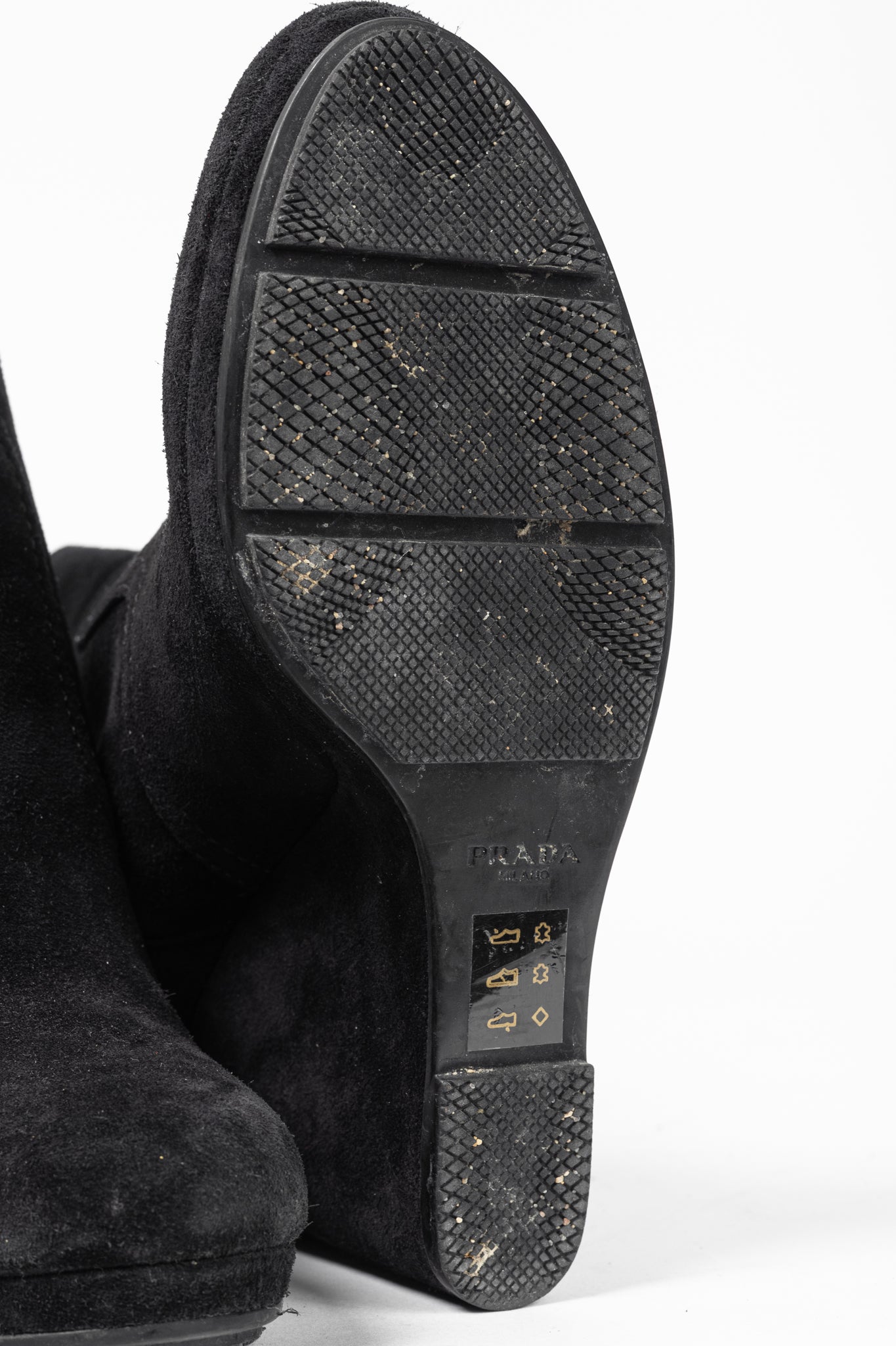 Prada Black Suede Wede Booties