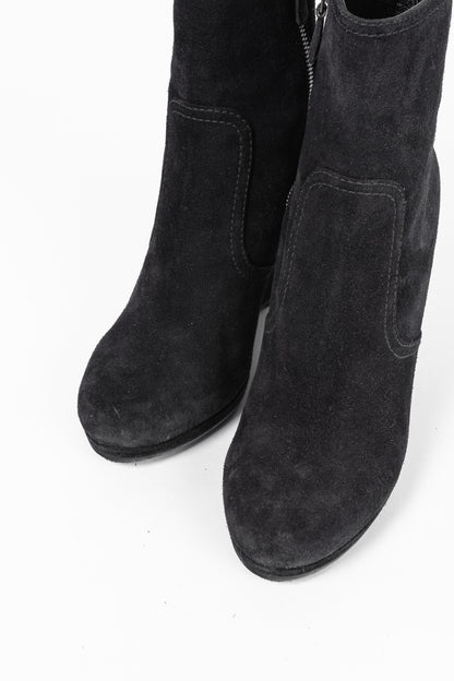 Prada Black Suede Wede Booties