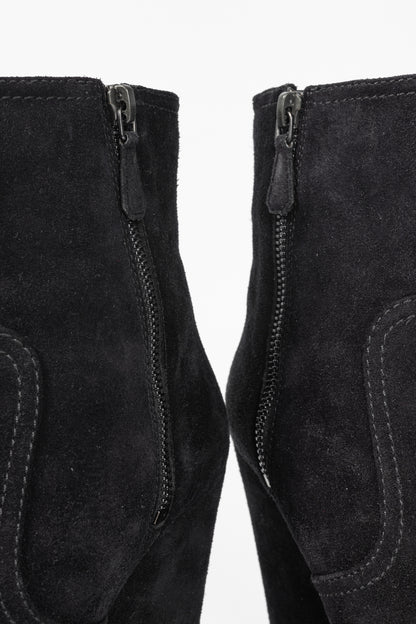 Prada Black Suede Wede Booties