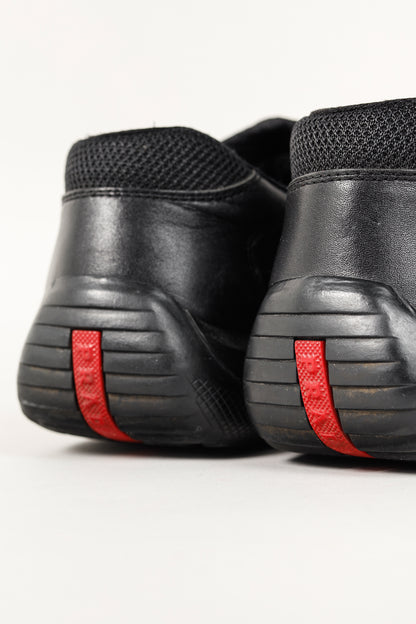 Prada Red Label Black Leather & Mesh Y2K Trainers