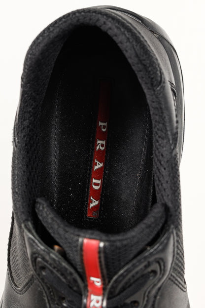 Prada Red Label Black Leather & Mesh Y2K Trainers