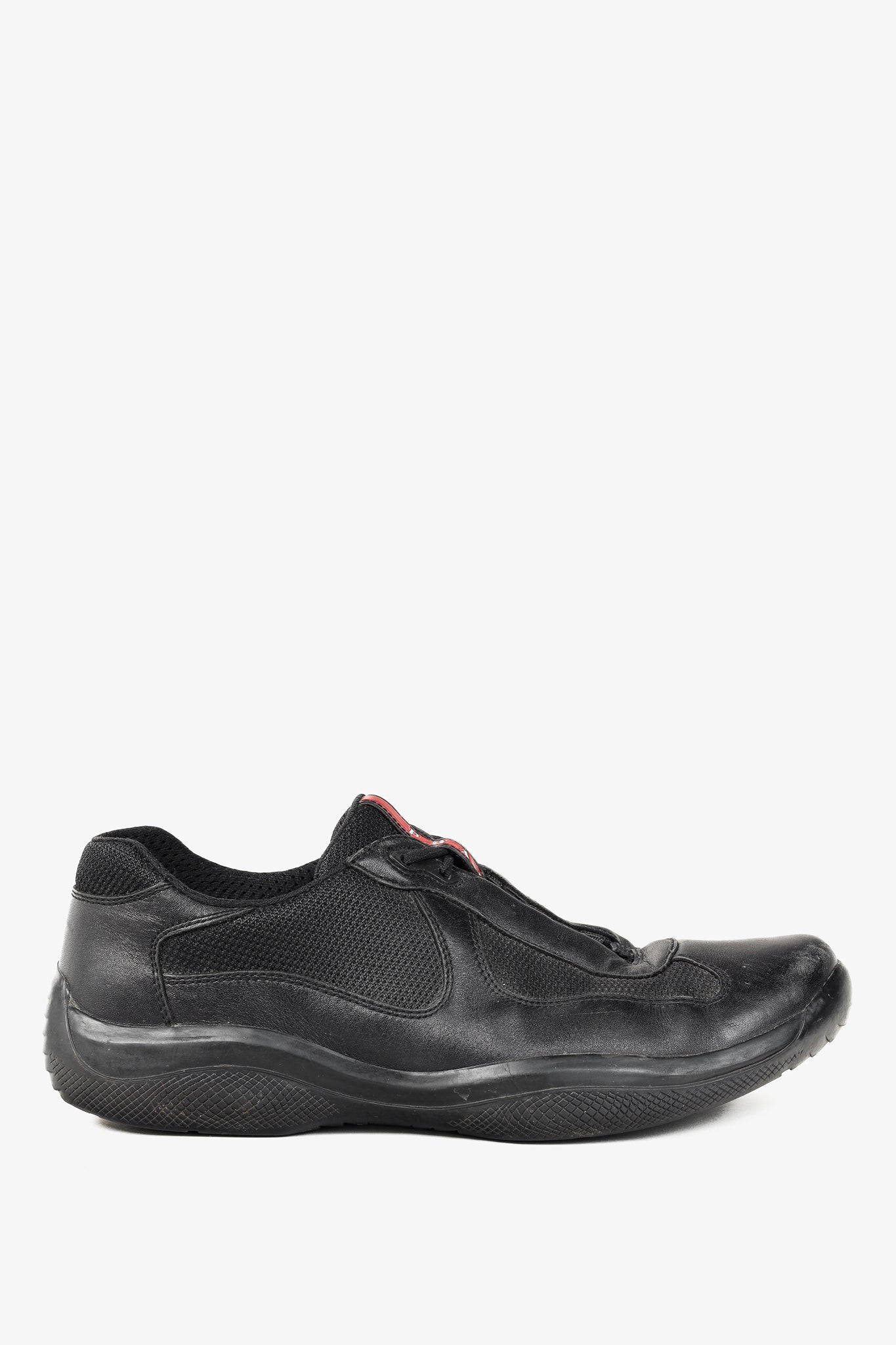 Prada Red Label Black Leather & Mesh Y2K Trainers