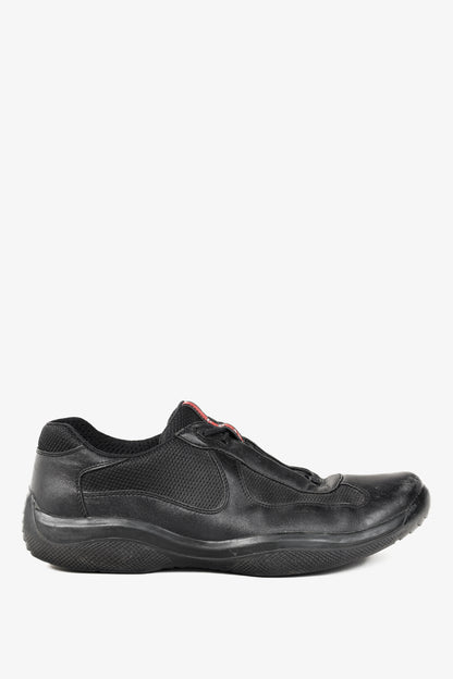 Prada Red Label Black Leather & Mesh Y2K Trainers