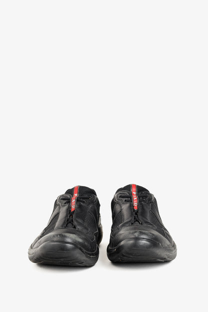 Prada Red Label Black Leather & Mesh Y2K Trainers