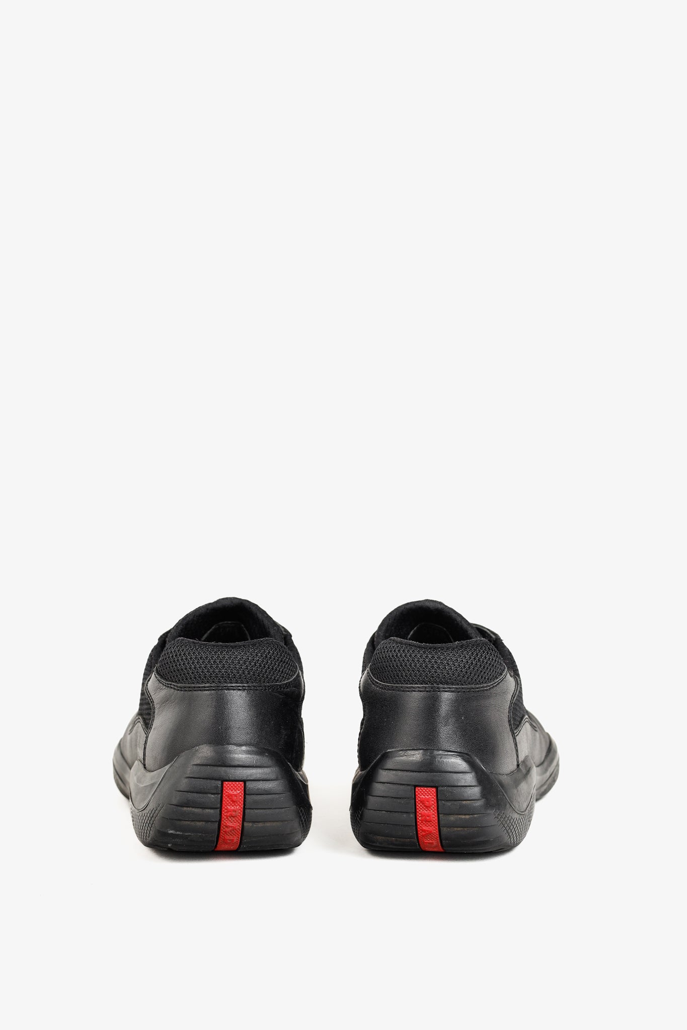 Prada Red Label Black Leather & Mesh Y2K Trainers