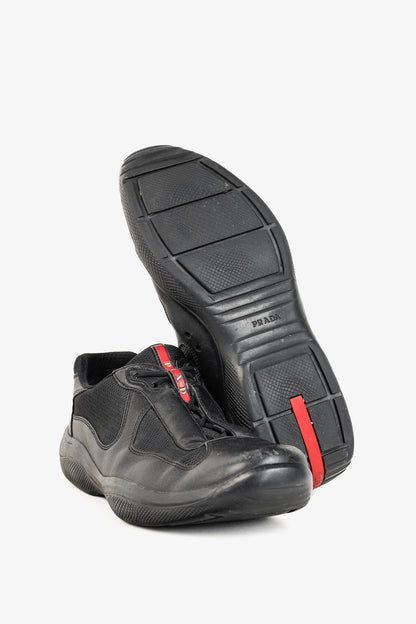 Prada Red Label Black Leather & Mesh Y2K Trainers