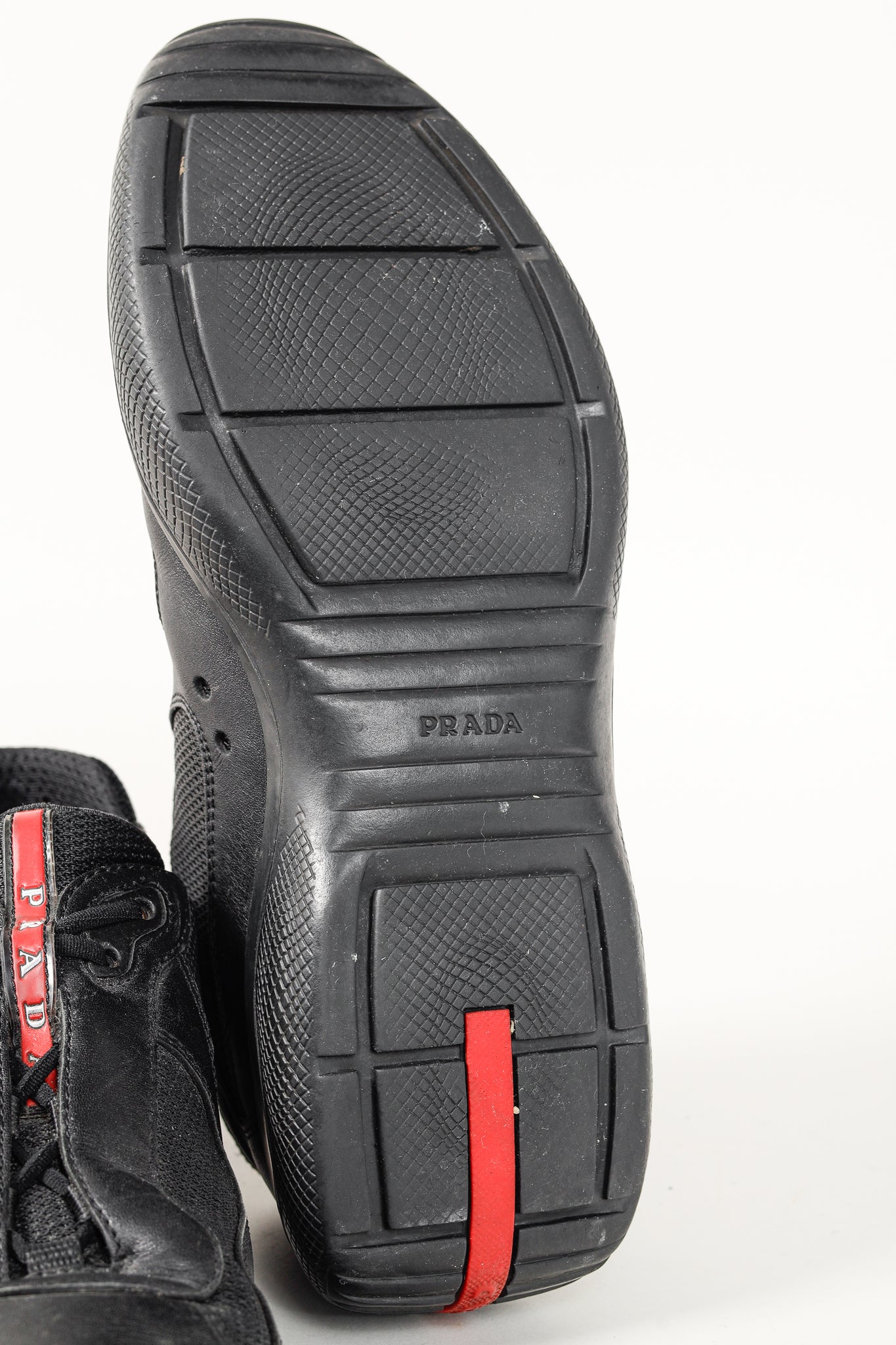 Prada Red Label Black Leather & Mesh Y2K Trainers
