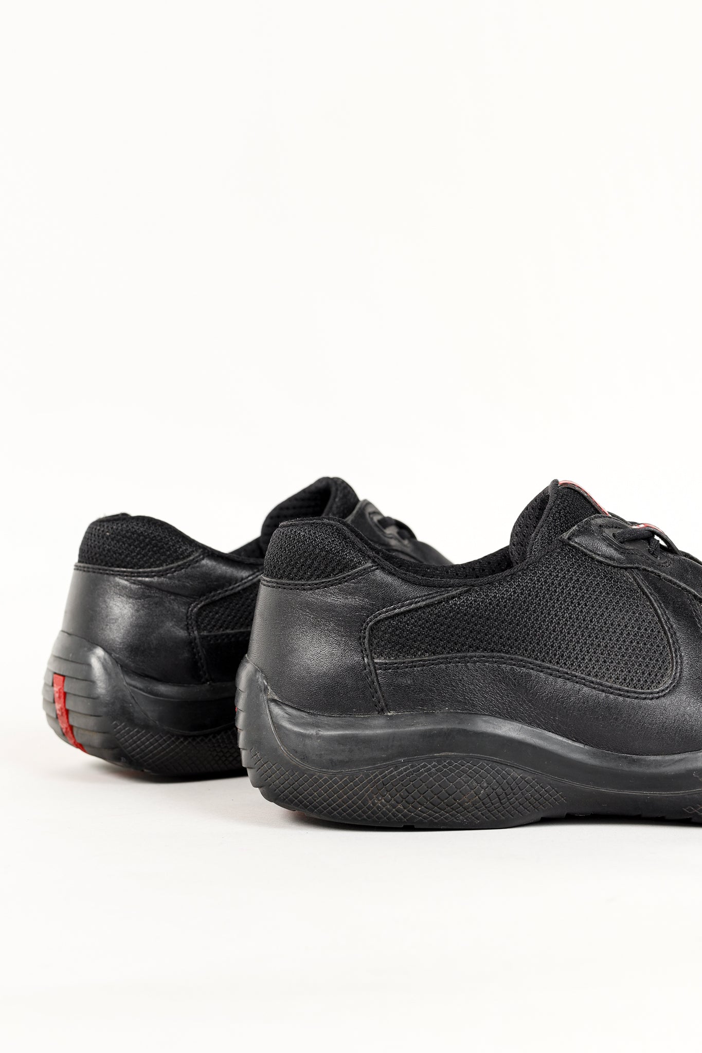 Prada Red Label Black Leather & Mesh Y2K Trainers