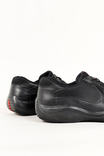 Prada Red Label Black Leather & Mesh Y2K Trainers