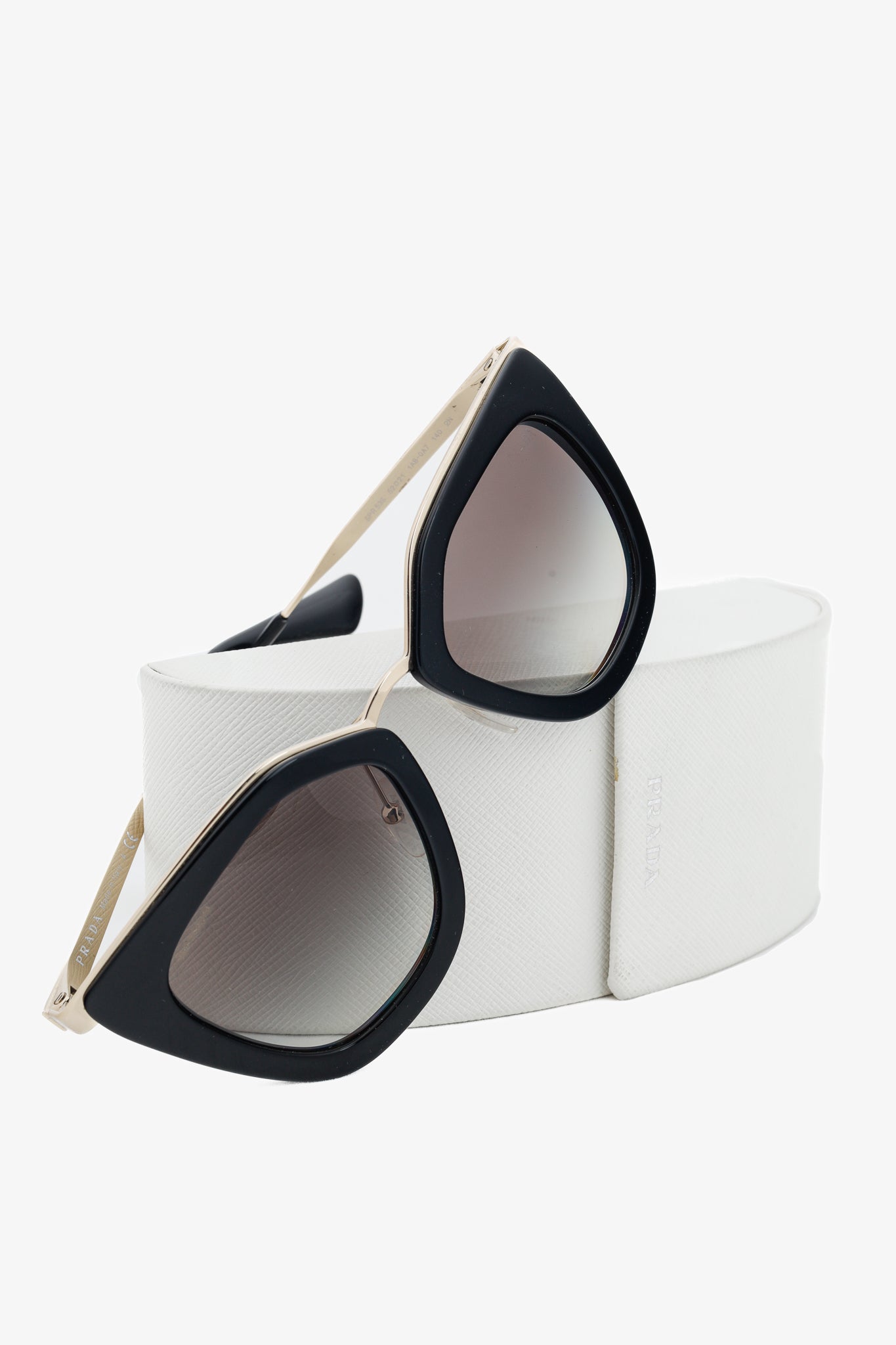 Prada SPR53S Black & Gold-Tone Cat-Eye Sunglasses