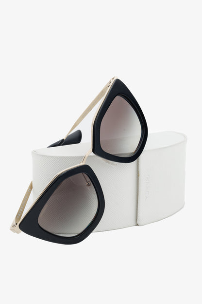 Prada SPR53S Black & Gold-Tone Cat-Eye Sunglasses