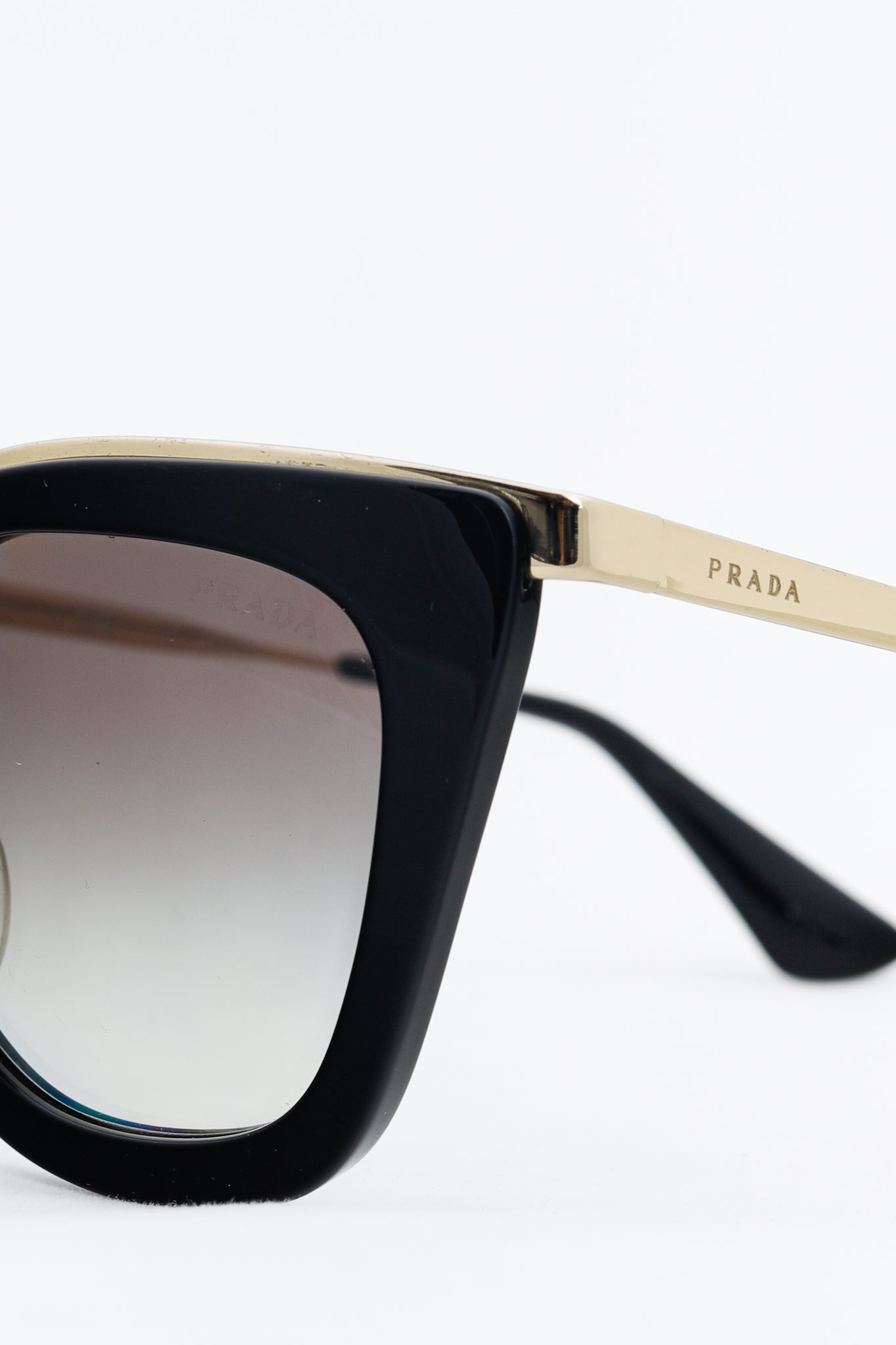 Prada SPR53S Black & Gold-Tone Cat-Eye Sunglasses