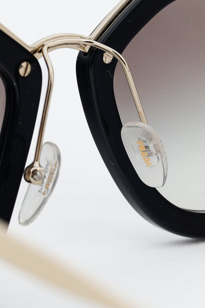 Prada SPR53S Black & Gold-Tone Cat-Eye Sunglasses