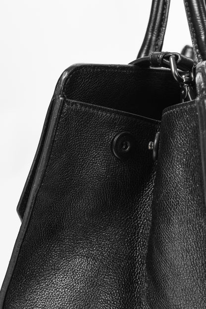 Prada Pomice & Nero Glace Calf Leather Two-Tone Tote