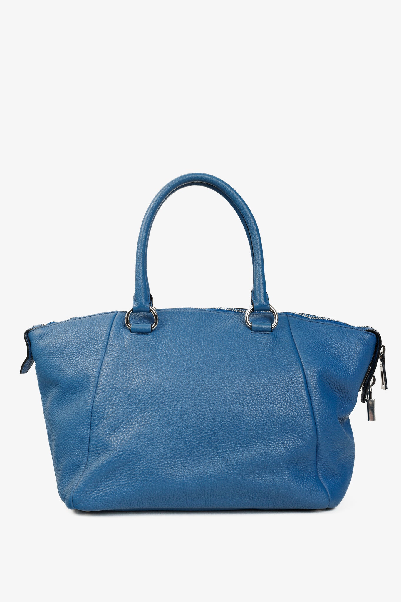 Prada Vitello Daino Double Handle Satchel Bag in Cobalto Blue