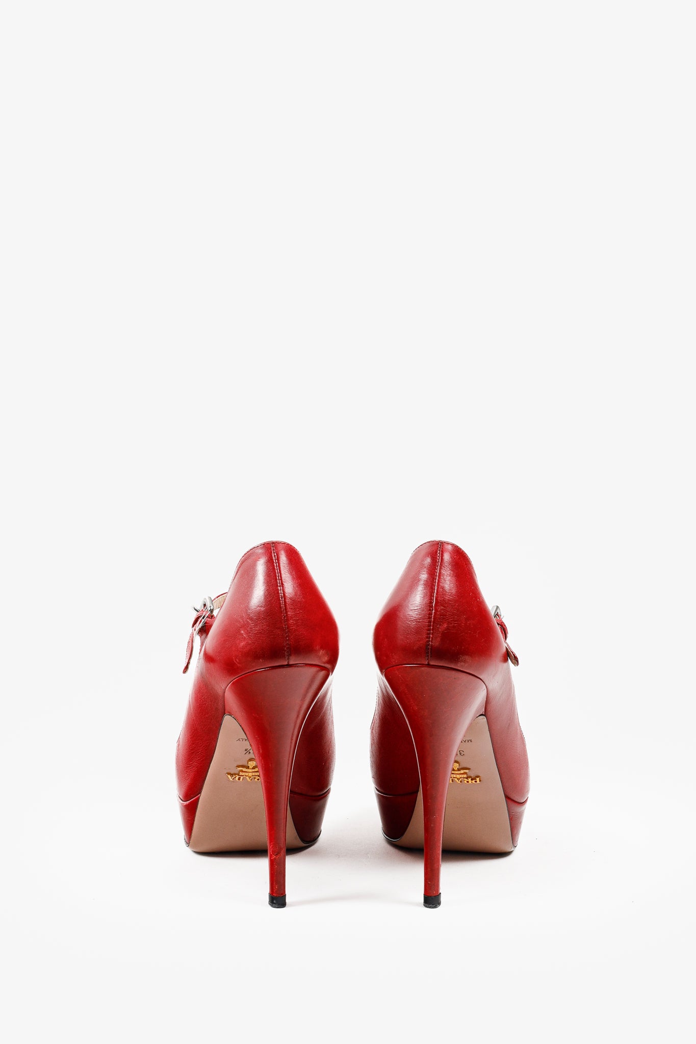 Prada Red Patent Leather Mary Jane Platform Pumps