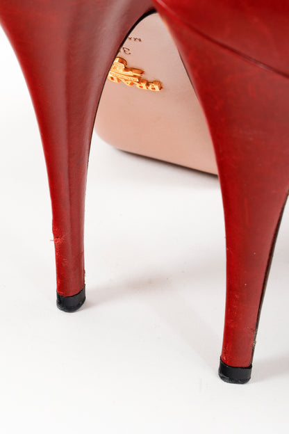 Prada Red Patent Leather Mary Jane Platform Pumps