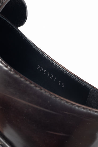 Prada Chocolate Logo-Plaque Leather Loafers