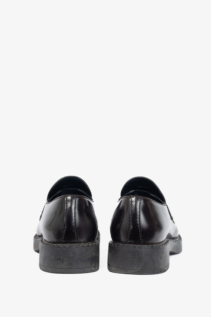 Prada Chocolate Logo-Plaque Leather Loafers