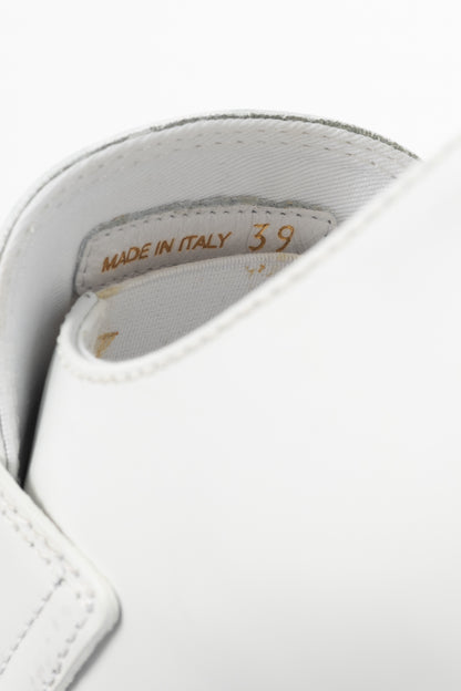 Prada Bianco Spazzolato Rois Leather Platform Logo Loafers