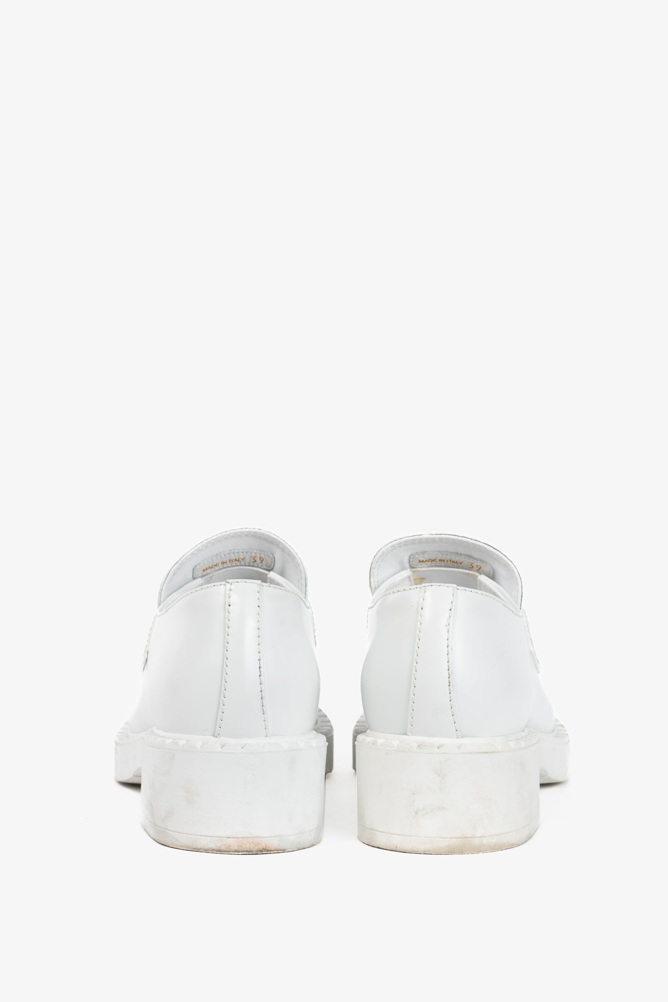 Prada Bianco Spazzolato Rois Leather Platform Logo Loafers