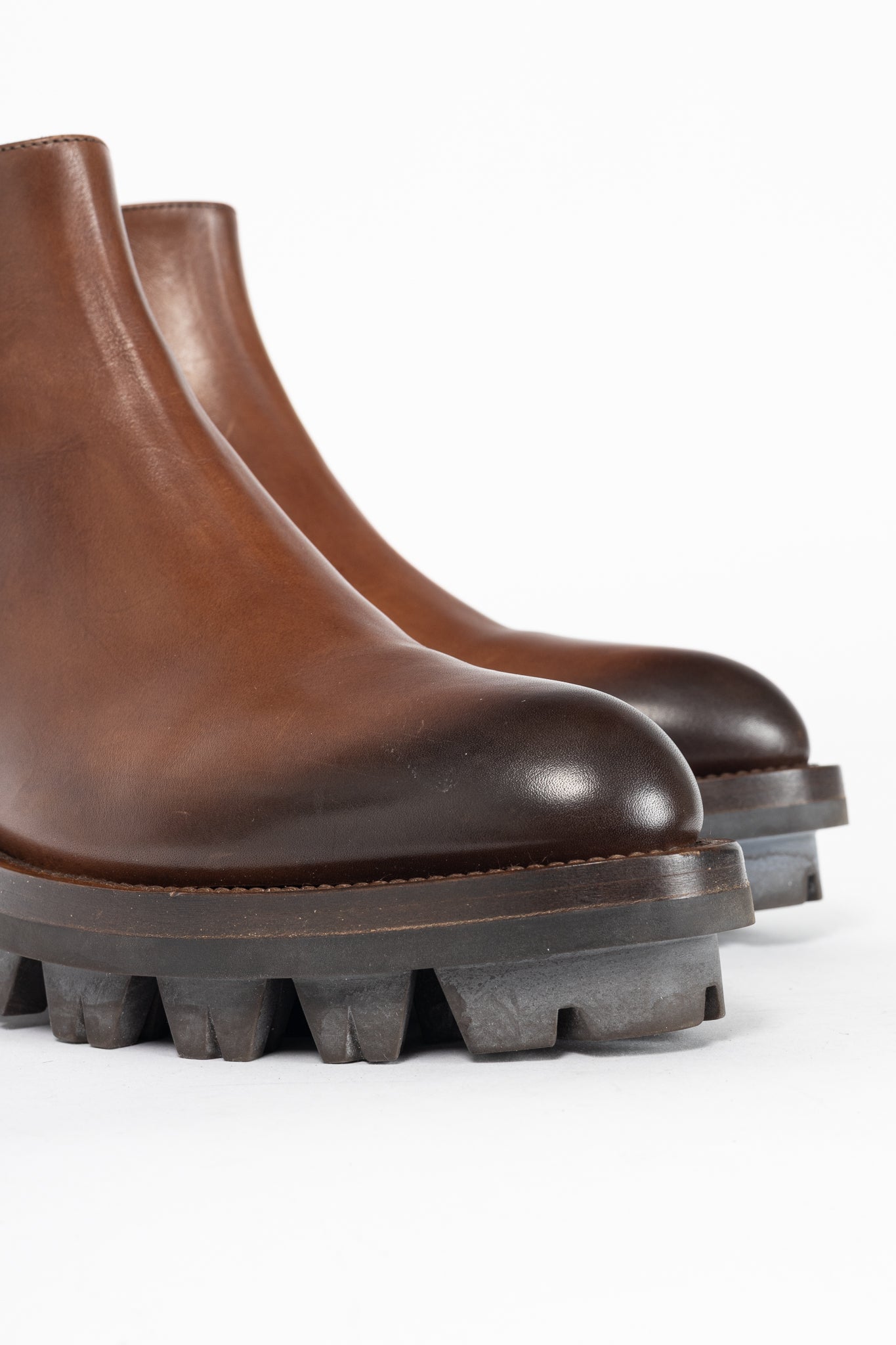 Prada Brown Leather Zip Ankle Boots