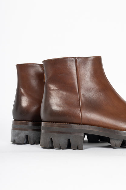 Prada Brown Leather Zip Ankle Boots