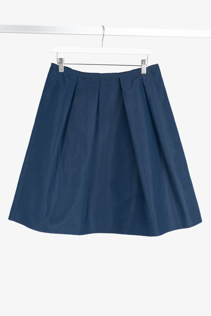 Prada Blue Silk-Taffeta Pleated Flared Skirt