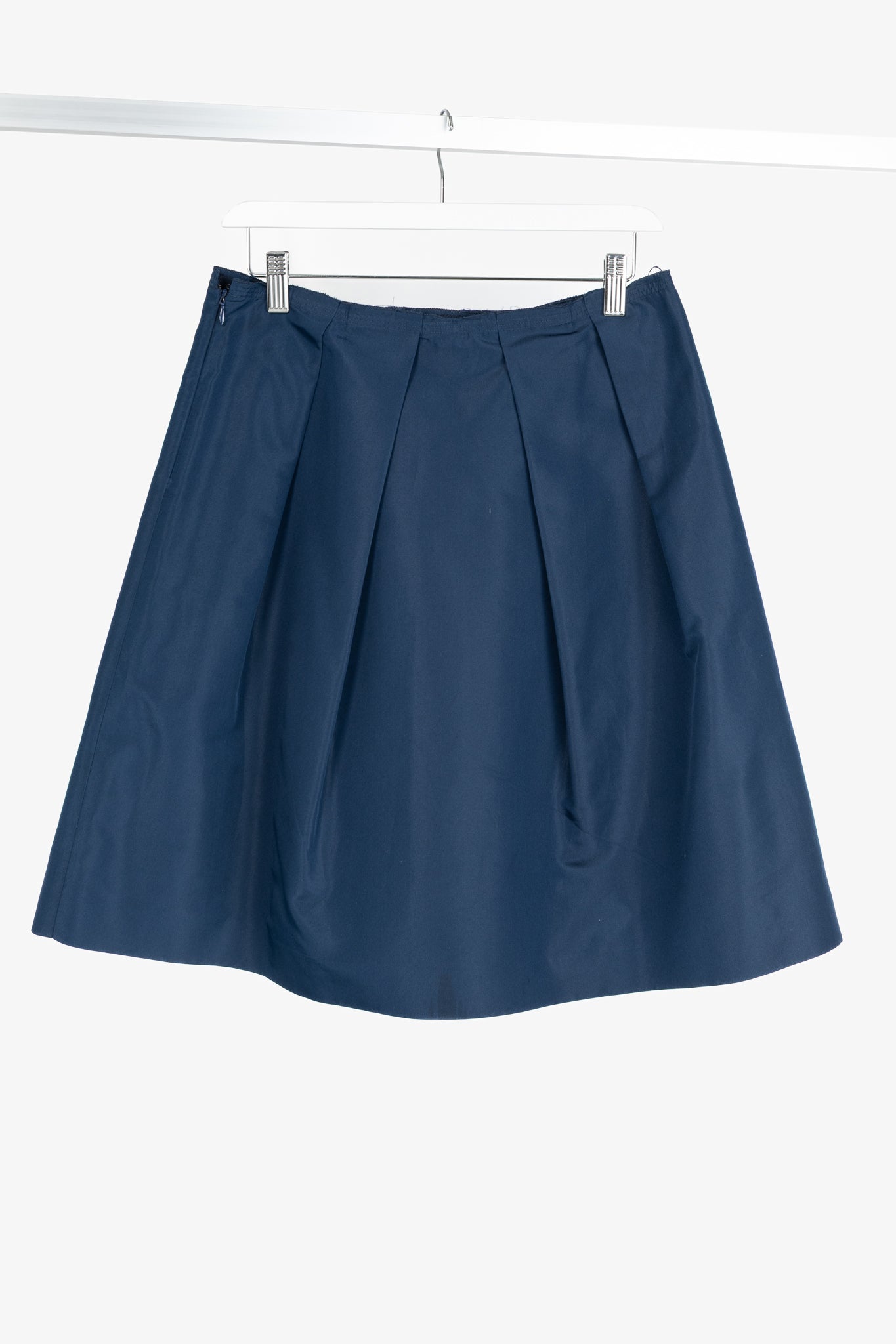 Prada Blue Silk-Taffeta Pleated Flared Skirt
