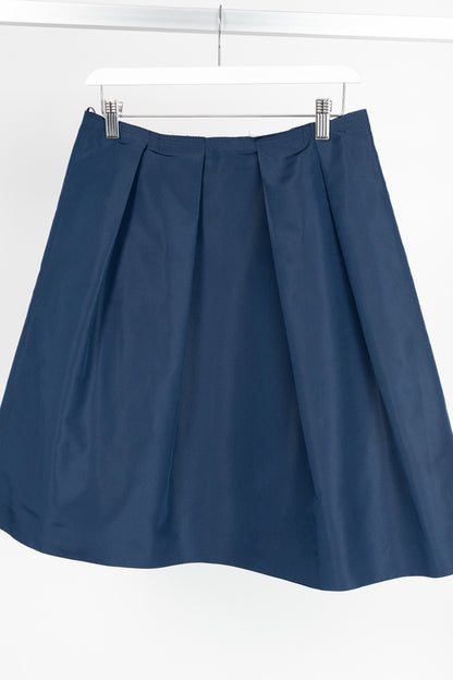 Prada Blue Silk-Taffeta Pleated Flared Skirt