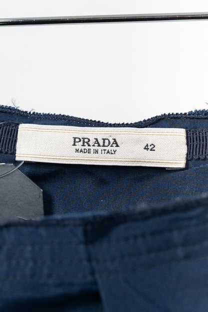 Prada Blue Silk-Taffeta Pleated Flared Skirt